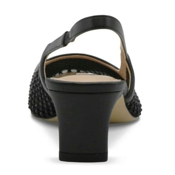 Charles David Shine Dress Kitten Rhinestone Mesh Black Sparkle Sling Heel NWOT 9 - Picture 3 of 6